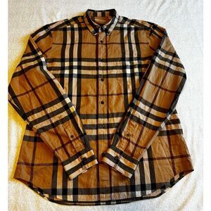 Burberry Brit Size Large Big Scale Check Stretch Cotton Shirt Men